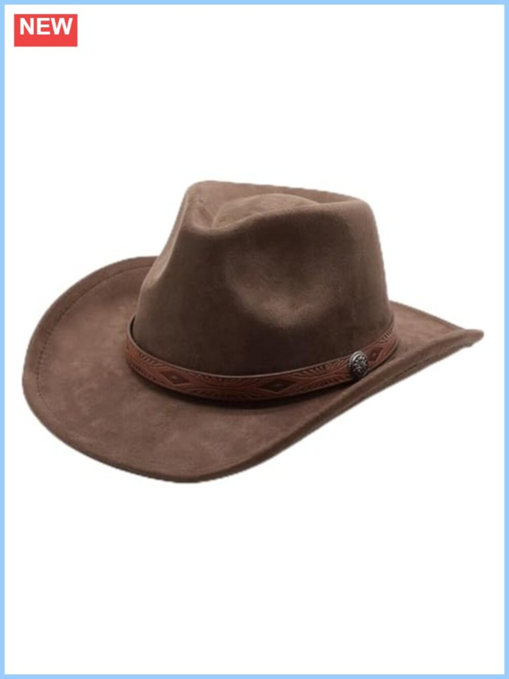 Suede Cowboy Hat Wide Brim Western Fedora Unisex Adjustable